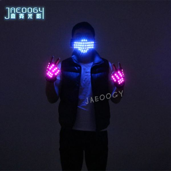 Masques Gants de lumière fluorescente LED, champ de nuit, spectacle laser, masque de lumière de danse, danse robot, accessoires créatifs, livraison gratuite