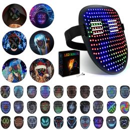 Máscaras Máscaras LED inteligentes Sensor de gestos Máscara iluminada Incorporado 50 Patrón de cara Máscara de cosplay para fiesta Navidad Máscara de Halloween Disfraz de cosplay