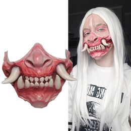 Maskers Realistisch Cosplay Enge Zombie Horror Griezelige Mond Lange Tand Neus Horrible Halloween Masker Volledig Gezicht Kostuum Prop Carnaval Party F011