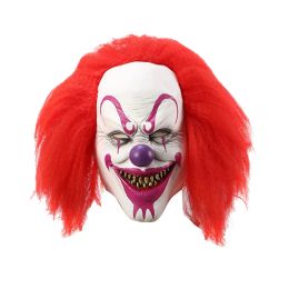 Masques Rouge Hair Clown Mask Halloween Party Red Eye Latex Headgear Terror Costume Masquerade Cosplay Accessoires pour adultes et enfants