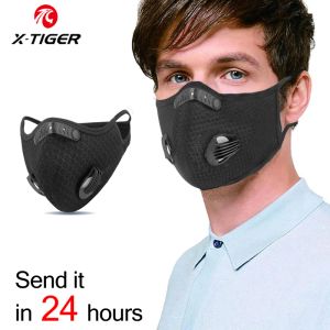 Maskers Xtiger Cycling Face Mask met filters Antipollution cycling masker geactiveerde koolstof ademhalingsklep fiets monddoppen mascarilla