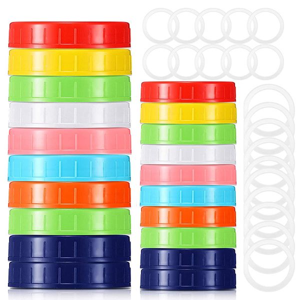 Mason Jar Deksels Lekvrije Afdichting Schroef Plastic Deksel Universele Opslag Cap Cover Voor Regelmatige Brede Mond Mok Cannings