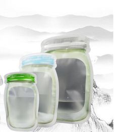 Mason Jar-vormige Voedsel Container Plastic Bag Clear Mason Fles Modellering Zippers Opslag Snacks Gratis Verzending