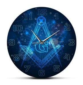 Mason Logo Reloj de pared silencioso sin tictac maestro albañil decoración del hogar reloj de pared colgante Caballeros Templarios logia masónica Art5489425