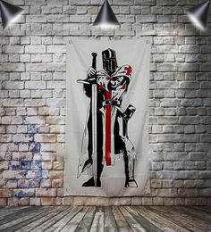Masonic Knight Templar Flag Banner Polyester 144 96cm Hang aan de muur 4 doorvoertule aangepaste vlag indoor decoratie6711688