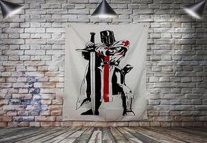 Masonic Knight Templar Flag Banner Polyester 144 96cm Hang aan de muur 4 doorvoertule op maat gemaakte vlag indoor decoratie3020847