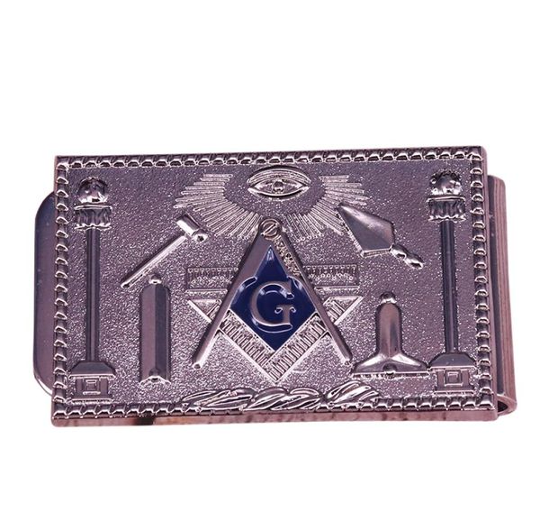 Masonic Silver Metal Money Clip Mason Symbole Portefeuille Fashion Men Bank Credit Card Card Accessoire Mason Bijoux Mason6728217