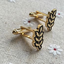 Vrijmetselaars takje van Acacia Hiram Abiff Leaf Cufflinks voor heren Gratis Mason Men Cuff Links Sleeve knop Masonry Luxury 240412