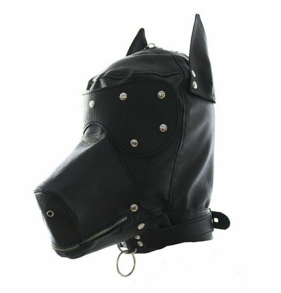 Máscara de cabeza de cachorro mascarada con collar con cuello completo Caperina de cara de costa buck gag garker con cremallera set7190252