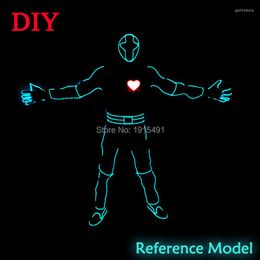 Masquerade LED BULBS DIY America Heartbeat Men Kostuum als fluorescent Party rekwisieten El draad koud licht flitsende trendy kleding