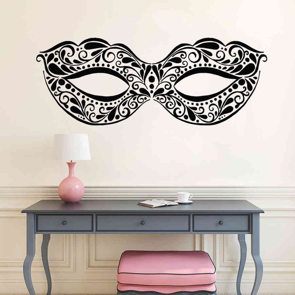 Mascarade Masque Vinyle Sticker Carnaval Partie Décor Art Autocollants Mural pour Filles Chambre Décoration Papier Peint D485