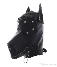 Mascarade masques en cuir gimp chiot chiot hood masque complet mouton bâillon costume fête masque zipped6020661