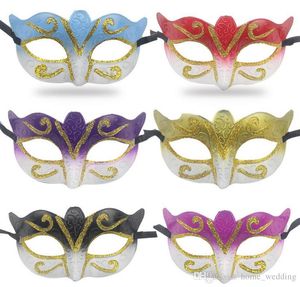 Masque de fête de mascarade, demi-masque supérieur, masques vénitiens, masque de déguisement de fête avec paillettes dorées