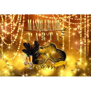 Masquerade Party Photo Booth Backdrop Gedrukt Bokeh Polka Dots Glitters Masker Night Ball Event Banner Photography Achtergronden