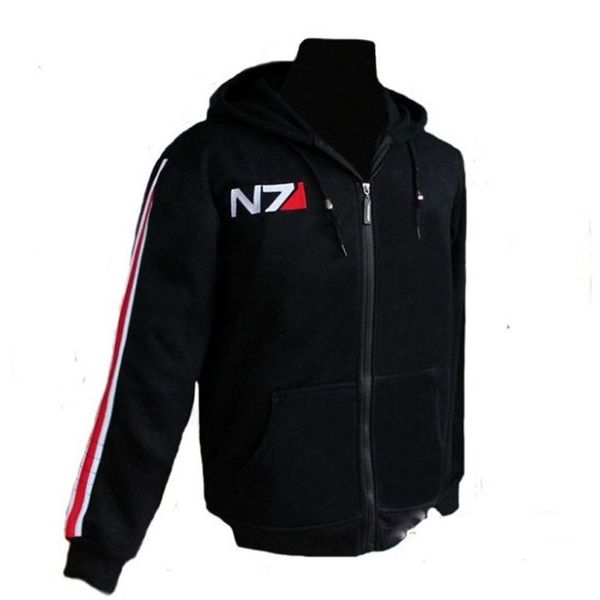 Mass Effect Hoodies Hombres Anime Cremallera Sudadera Hombre Chándal Chaqueta de punto Chaqueta con capucha Hoddies Fleece Chaqueta N7 Traje 201119