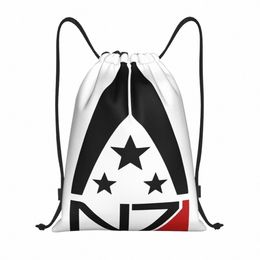 Mass Effect N7 Trekkoord Rugzak Vrouwen Mannen Gym Sport Sackpack Draagbare Alliantie Militaire Video Game Winkel Tas Zak X8Nh #