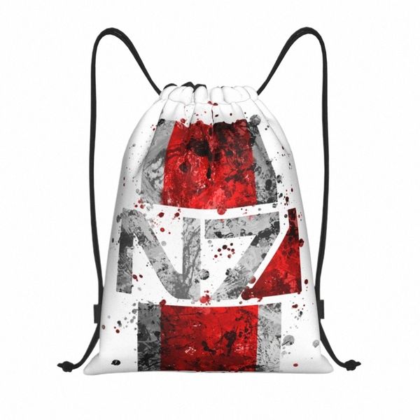 Mass Effect N7 Emblème Splatter Cordon Sac à dos Sport Gym Sackpack Alliance portable militaire Jeu vidéo Sac de formation Sack A0to #