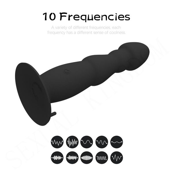 Masaje 10 modos Control remoto Anal Plug Vibrador Consolador de silicona Masturbación femenina Estimulador anal del punto G Juguetes atractivos para mujer y hombre