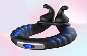 Massage 10 vibrateur de cycle de pénis à 10 vitesses pour hommes Ejaculation Delay Delay Erotic Adult Toys for Man Cock Ring Dildos Vibrat3344460