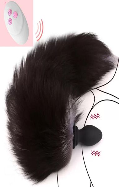 MASSAGE 10FRÉQUENCES REMOCE COMMANDE ANAL PLIGNE ANLICE AVEC FOX TAIL SILICONE BRESS PLIG ADULT PROSTATE MASSAGER SEXET SEXET POUR C3787389