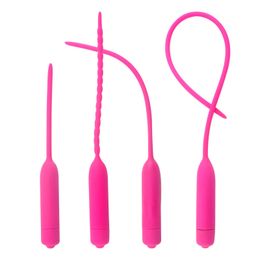 Massage 11/15/20/25/35cm Siliconen Vibrerende urethrale katheter Dilator Lange Penis Plug Stimulus Urethra Masturbator Ejaculatie Vertraging Toy