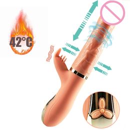 Masaje 15 frecuencia calefacción consolador realista vibrador pene Artificial masturbador recargable columpio adultos juguetes sexuales para mujer