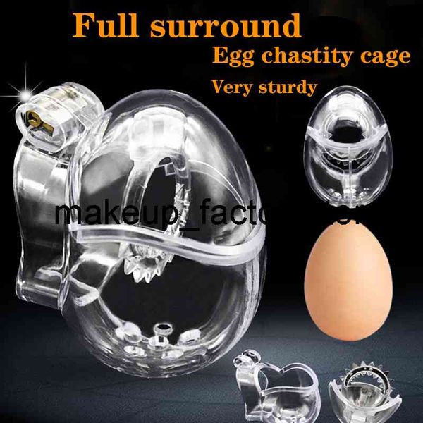 Massage 2022 Nouveau design mâle de type œuf entièrement retenue de la chasteté de la chasteté Bondage Courtette Cage Cage Toy Toy Sissy Spikes Penis Anneau