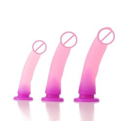 Massage 2021 Dildo rose pour femmes Silicone Dildo Dildo Réaliste Masturbation Penis Adulte Sexe Erotic Toys Anal Plug3109830