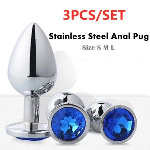 Massage 3 Size Rvs Anale Plug Metalen Butt Plug Grote Set Kralen Stimulator Volwassen Spelletjes Speeltjes Voor Vrouwen man Anale Speelgoed