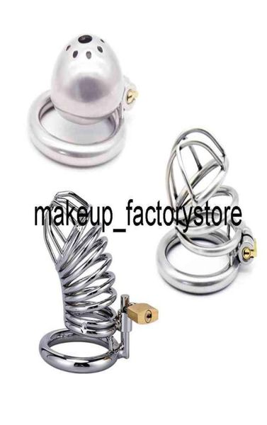 MASSAGE 3 styles en acier inoxydable 3 taille Bird Cock Cage Lock Adult Game Game Metal Male Belt Device Penis Ring Sex Toy pour Men6303551