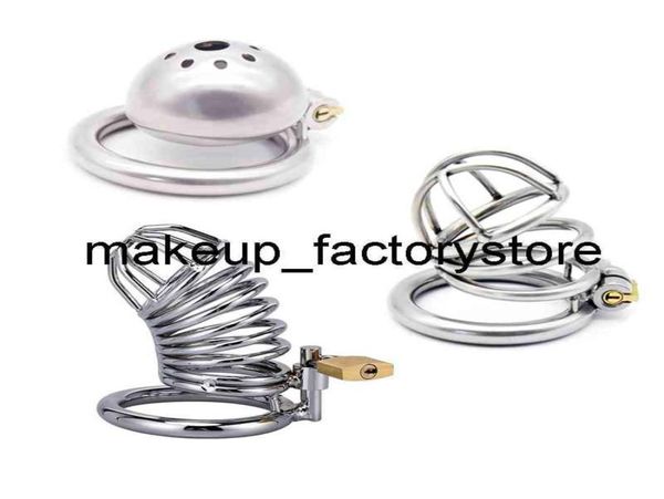 MASSAGE 3 styles en acier inoxydable 3 taille Bird Cock Cage Lock Adult Game Game Metal Male Belt Device Penis Ring Sex Toy pour Men6283629