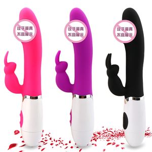 Juguetes sexuales de conejo de punto G con vibración Dual de 30 velocidades para mujer, consolador vibrador, estimulador de clítoris vaginal, masajeador, juguete sexual