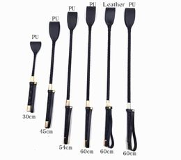 Massage 3060cm Zwart Pu Leather Spanking Paddle Long Whip Flirt Slave BDSM Bondage Flogger Sex Toys voor vrouwelijke volwassenen SM Games1162623