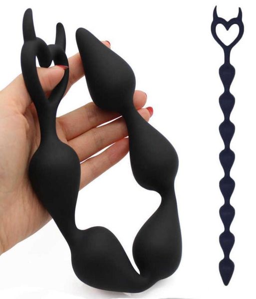 Masaje 36 cm de largo cuentas anales Butt Plug Sex Shop Bolas de estimulador anal de silicona Masajeador de próstata Buttplug juguetes sexuales para adultos Wome7280841