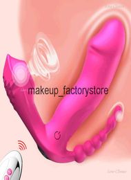 Massage 3in1 Draadloze Panty Vibrator Draagbaar Zuigen Gspot Clit Stimulator Verwarmde Vagina Anale Plug Orgasme Dildo Vrouwelijke Seksspeeltje3888144