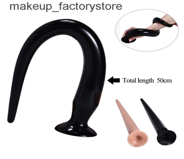 Masaje 50 cm Súper Largo Anal Cola Butt Plug Masajeador de Próstata Serpiente Consolador Ano Masturbador Productos para Adultos Juguetes Sexuales para Hombre Wo3146353