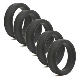 MASSAGE 5PCS Soft Siliconen Penis Rings Heilige Trainer Cock Male Masturbatie Vertraging Volwassen seksspeeltjes voor mannen Vergrichting1682495