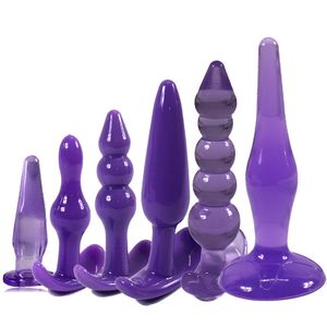 Masaje 6 unids/set gelatina de silicona suave Anal Dildo Butt Plug masajeador de próstata productos adultos cuentas juguetes sexuales para pareja