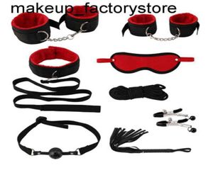 Massage 8pcssets noirs rose violet exotic sex toys for women hommes jeux adultes bdsm bondage corde menottes whip gag