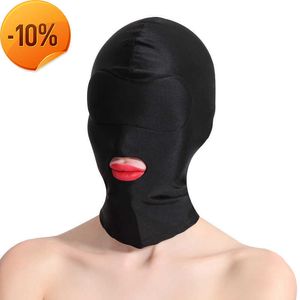 Masaje Juegos para adultos Fetish Hood Juguetes sexuales para parejas SM Bondage Soft Sexy Head Mask Sex Headgear Juguetes eróticos Black Slave Restricción Hood