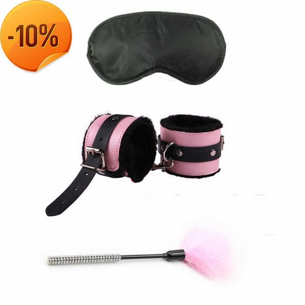 Massage Adult Sex Mask Bondage Jeux Kit avec Flirt Plume Esclave Fétiche Bdsm Menottes Jouets pour Femmes Couples Exotique Sexy Accessoires