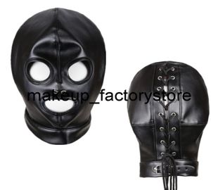 Massage Volwassen Speeltjes SM Lederen Gevoerde Kap Blinddoek Hoofdharnas Masker BDSM Open Mond Oogbondage Speeltjes Voor Koppels Accesso7086702