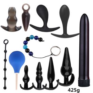 Massage Anale Plug Combinatie Vibrator Anale Pluggen Training Set Kraal Butt Plug Speeltjes Voor Vrouwen Mannen Prostaat Massager Gay sex Producten
