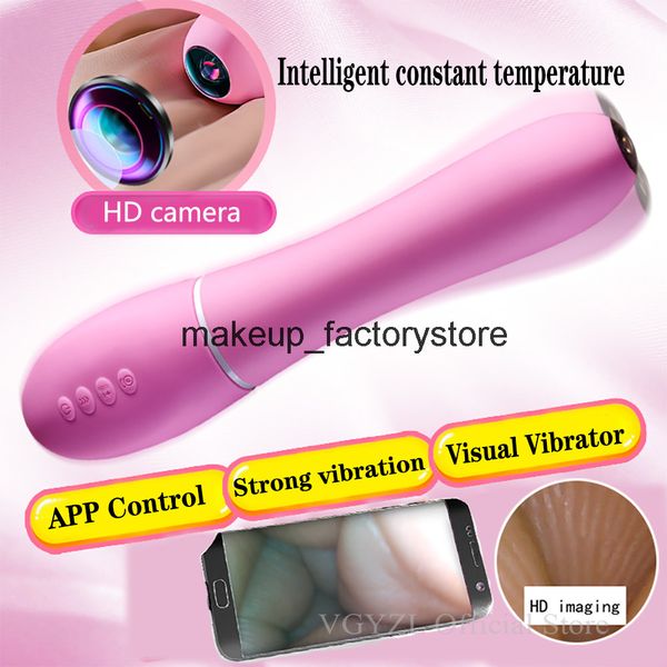 Aplicación de masaje Control remoto Calentamiento Punto G Vibradores Visible Vaginal Estimulador del clítoris femenino Empuje fuerte Vibrador Juguete sexual para mujeres