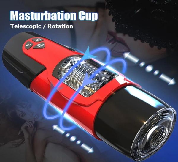 Massage Automatique Télescopic Rotation masturbatrice mâle Pussy Vagina Masturbadores Vibrateurs électriques Toy pour hommes Sex Sho3037711