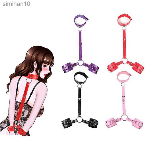 Masaje Revés atado Bdsm Bondage Restricción con cuello y manos Esclavo Fetish Bondage Gear Juguetes eróticos sexuales para parejas Juego para adultos 5 colores En stock L230518