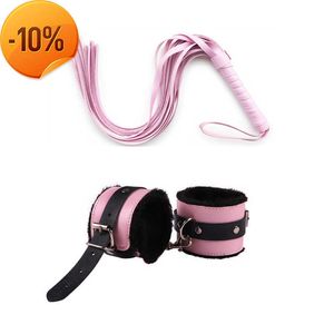 Massage Bdsm Bondage Kit Ensembles de menottes en cuir avec fouet pinces à mamelon Ball Gag Sex Toys pour femmes Couples Jeux de flirt Produit pour adultes