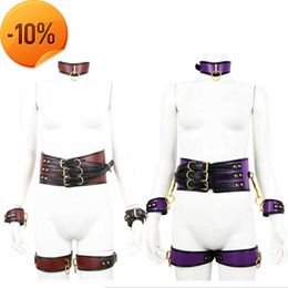 Masaje Bdsm esposas juguetes sexuales Kit con Collar de cuero cintura fetiche esclavo accesorios eróticos para mujeres parejas coqueteo juegos producto