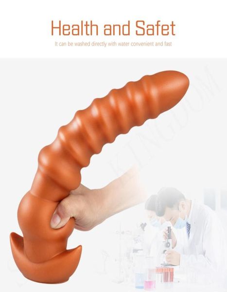 Masaje Big Long Thick Anal Plug Butt Beads Masajeador Ano Masturbador Suave Silicona Consolador Gspot Clit Estimulador Erótico Adulto Sexo 2110414