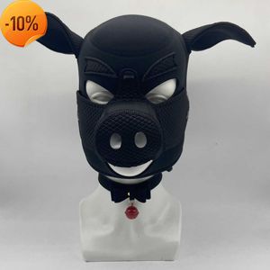 Massage noir Bdsm Bondage masque de cochon avec couvre-cou fétiche esclave appuie-tête jouets sexuels pour homme Couples Cosplay flirtant jouets sexuels